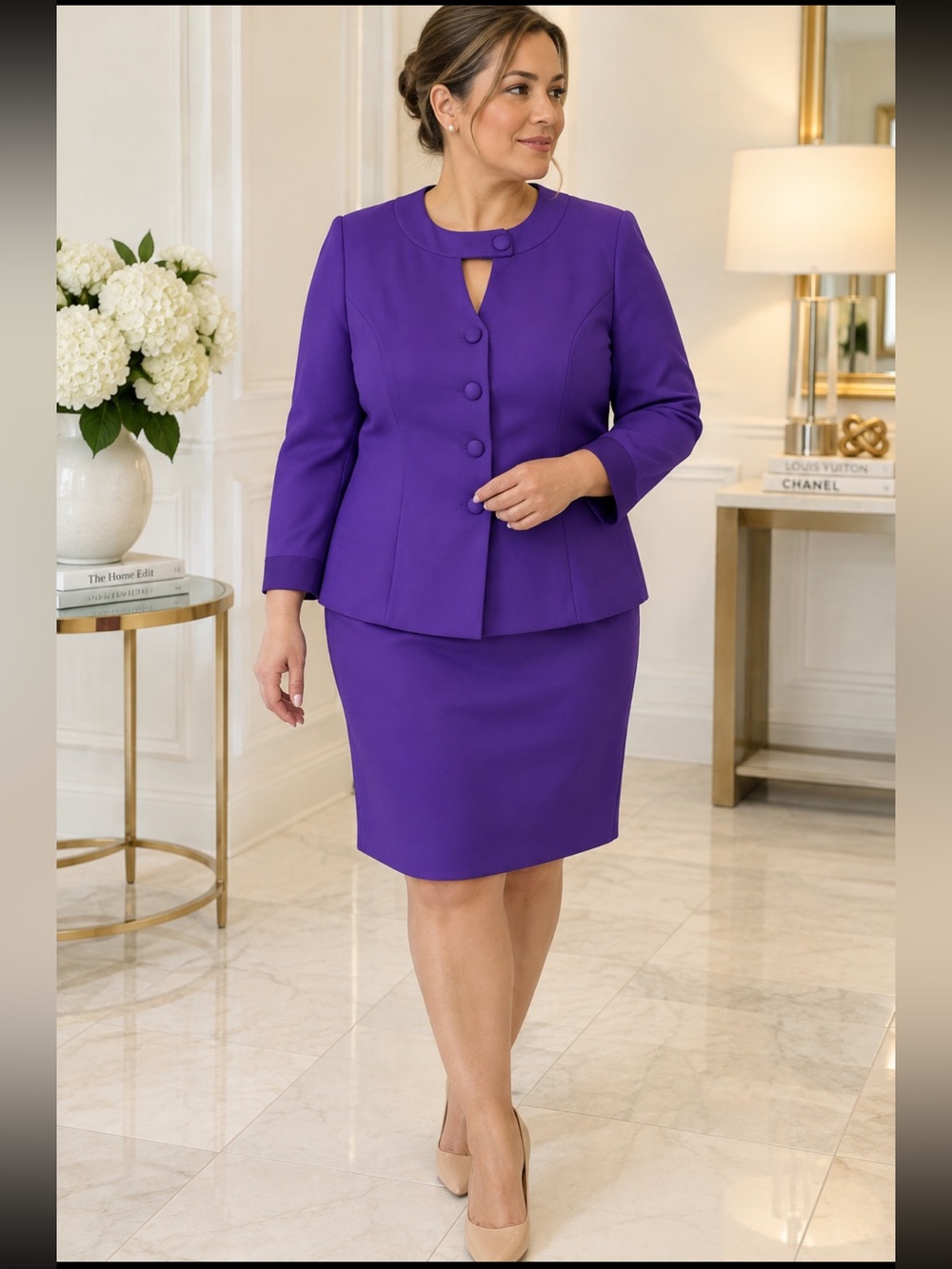 Wear Abouts Purple Skirt Suit Set 16W | 2 Pc Jacket & Skirt | Elegant Career For
